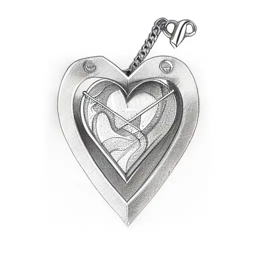 heart pendant ankle bracelet tattoo design idea