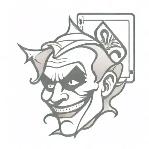 old school Joker card with black and white jester tattoo design idea