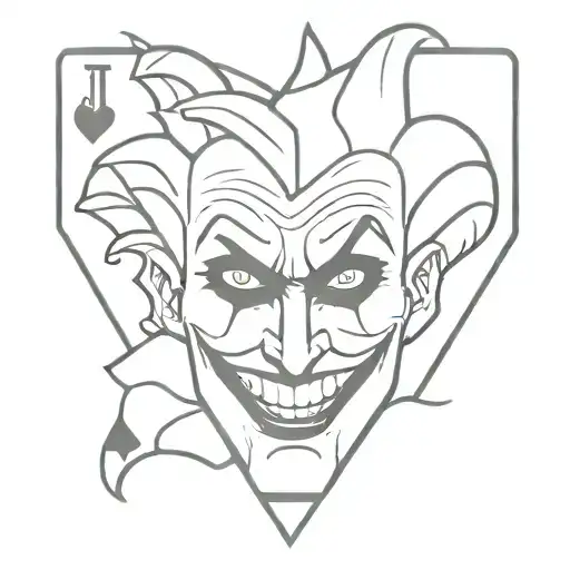 Old school joker card with black and white jester tattoo design idea