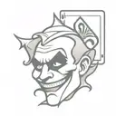 old school Joker card with black and white jester tattoo design idea