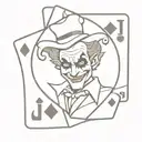old school Joker card with black and white jester tattoo design idea