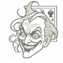 old school Joker card with black and white jester tattoo design idea