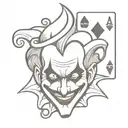 old school Joker card with black and white jester tattoo design idea