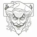 Old school joker card with black and white jester tattoo design idea