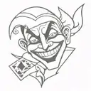 Old school joker card with black and white jester tattoo design idea