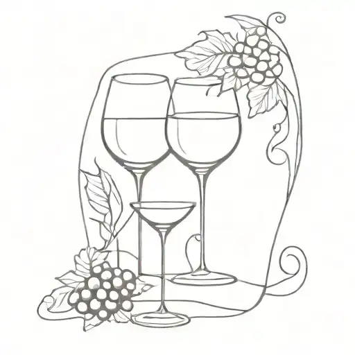 wine, glasses, shore tattoo design idea