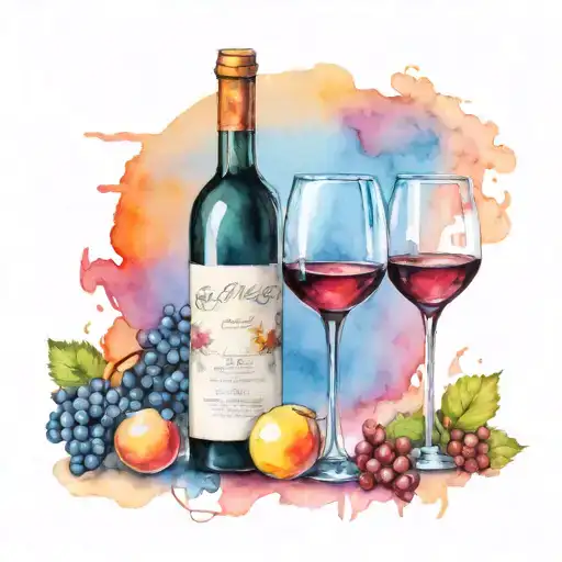 wine, glasses, sunset tattoo design idea