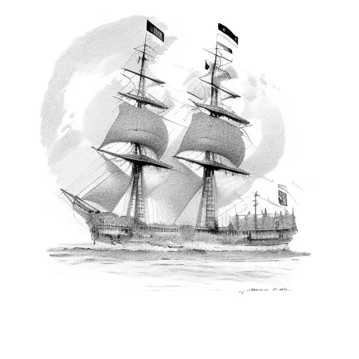 French ship tattoo design idea