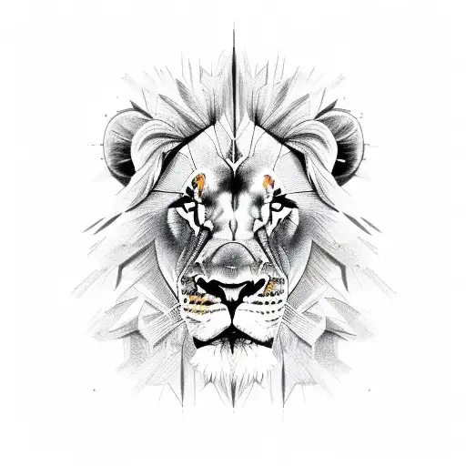 lion, DNA helix, tree of life, tattoo design idea