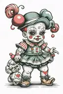 kewpie doll clown tattoo design idea