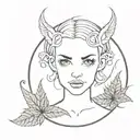 succubus Stamp, with weed leaf intertwined with Text in middle with K & K tattoo design idea
