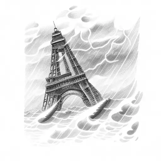 pilot ladder scattered in stormy weather tattoo design idea