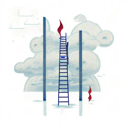 pilot ladder scattered in stormy weather tattoo design idea