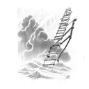 pilot ladder scattered in stormy weather tattoo design idea