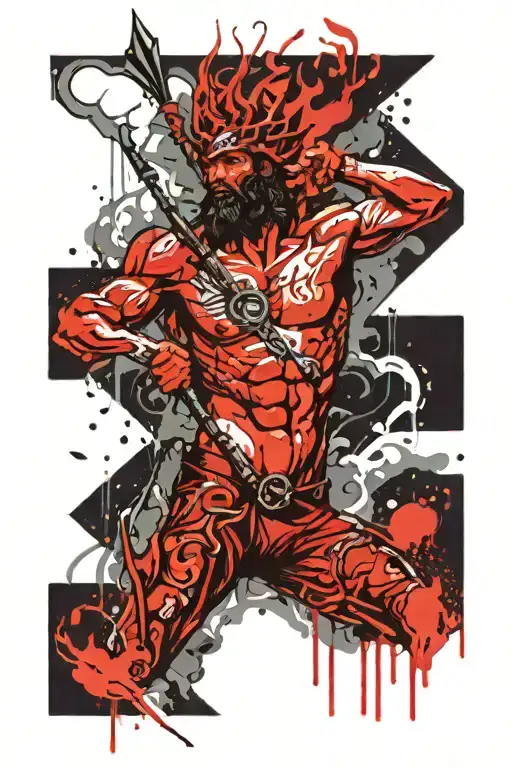 Poseidon holding a trident  tattoo design idea