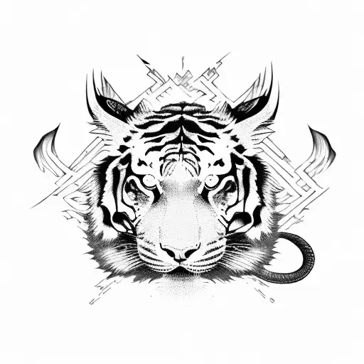 Dragon battle against Tiger tattoo design idea