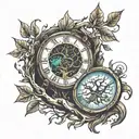 tree clock fatherhood tattoo design idea
