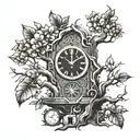 tree clock fatherhood tattoo design idea