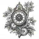 tree clock fatherhood tattoo design idea