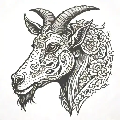 half face goat half face dog tattoo design idea
