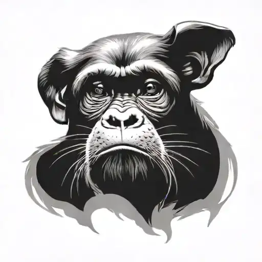 Monkey with a Labrador dog in tattoo design idea