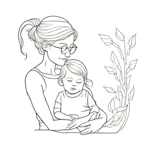 grandmother and granddaughter looking tattoo design idea