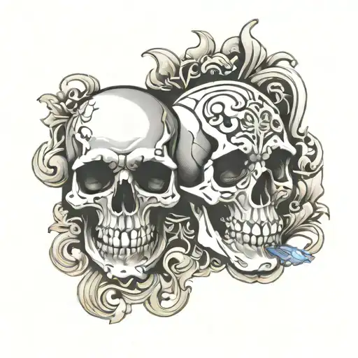 Skulls smoke tattoo design idea