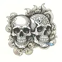 Skulls smoke tattoo design idea