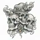 Skulls smoke tattoo design idea