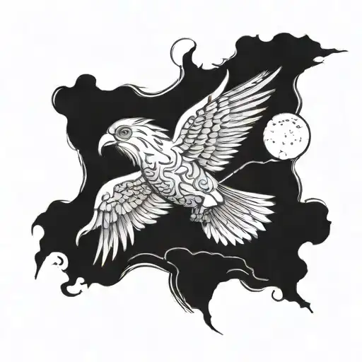 Ganymedes ascending by zeuses bird flying tattoo design idea