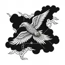 Ganymedes ascending by zeuses bird flying tattoo design idea