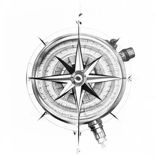 broken compass  tattoo design idea