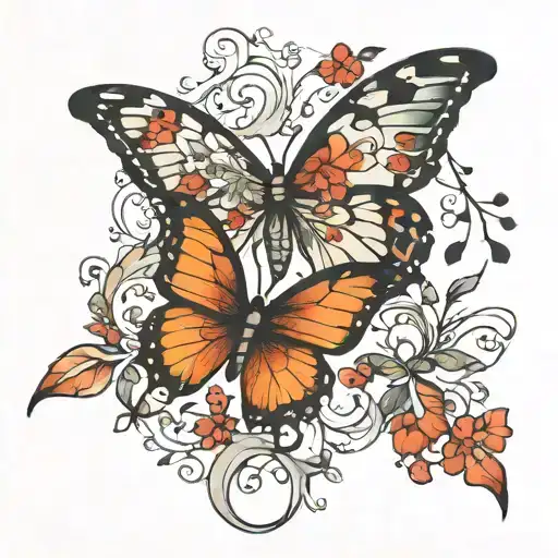 Jonee' with Butteflies going upwards direction tattoo design idea