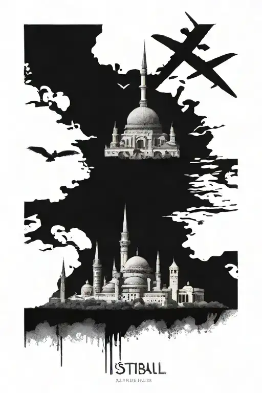 İstanbul Skyline buildings tattoo design idea