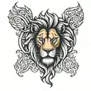 fire lion tattoo design idea