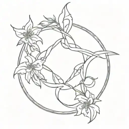 Larkspur flowers intertwined with a Celtic motherhood knot tattoo design idea