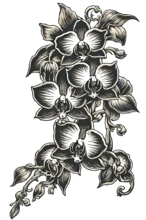 black orchid sleeve tattoo design idea