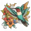 hummingbird hovering tattoo design idea