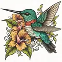 hummingbird hovering tattoo design idea