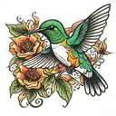 hummingbird hovering tattoo design idea