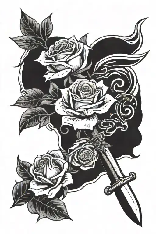 putting down the roses picking up the sword going tattoo design idea