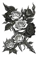 putting down the roses picking up the sword going tattoo design idea
