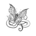 snakes and butterfly tattoo design idea