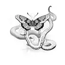 snakes and butterfly tattoo design idea
