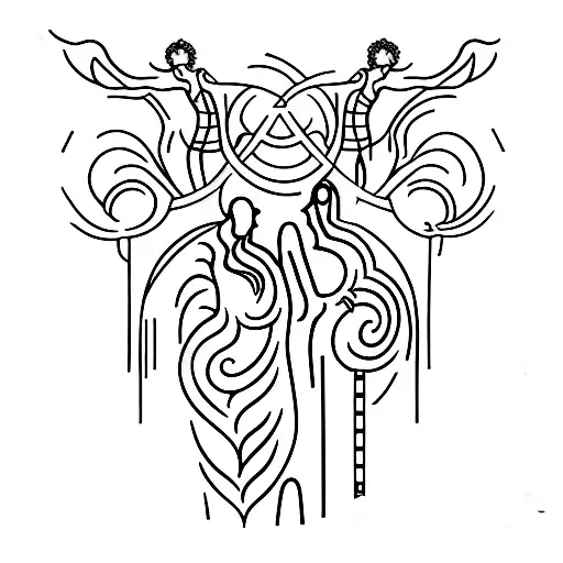 Orpheus and Eurydice coming out of the underworld tattoo design idea