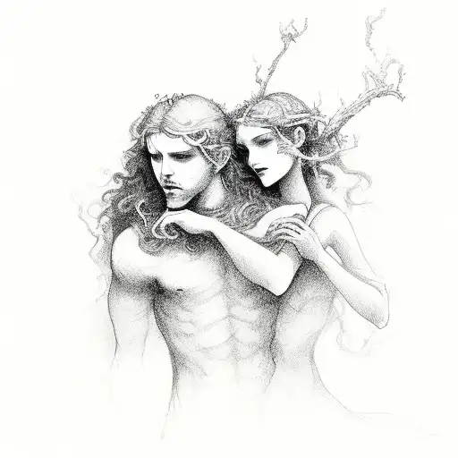 Orpheus and Eurydice tattoo design idea