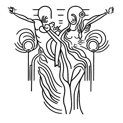 Orpheus and Eurydice coming out of the underworld tattoo design idea