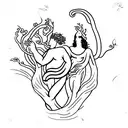 Orpheus and Eurydice coming out of the underworld tattoo design idea