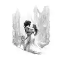 Orpheus and Eurydice tattoo design idea