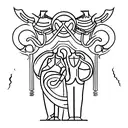 Orpheus and Eurydice coming out of the underworld tattoo design idea